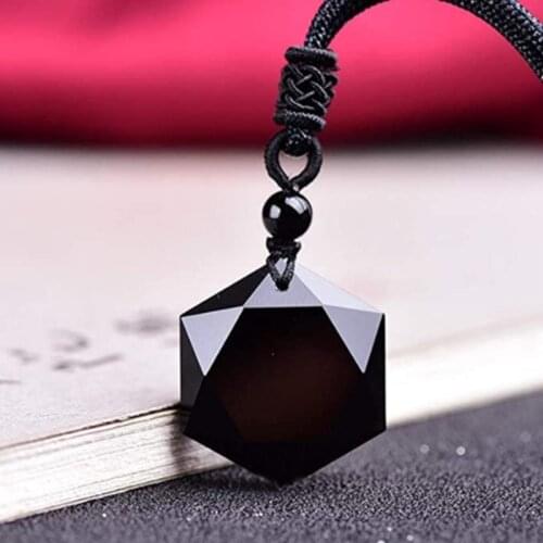 Black Star of David Necklaces Men Natural Lazurite Wealth Pendant Necklaces Amulet Pendant Energy Stone Judaism Jewelry