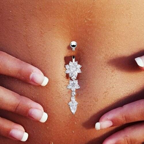 Sexy Belly Surgical Steel Body Navel Rhinestone Piercing Jewelry Women Claw Chain Tassel Crystal Body Jewelry