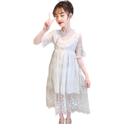 Girl Dresses Lace Floral Dress For Girl Summer Party Dress Child Cute Style Kids Costume 6 8 10 12 14