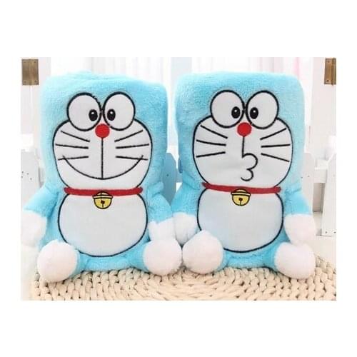 Plush roll blanket 1pc 95cm cartoon sweet kiss Doraemon soft flannel office warm rest toy creative gift for kids baby