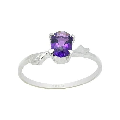 Simple silver crystal ring for daily wear 4mm*6mm natural amethyst ring solid 925 silver amethyst jewelry