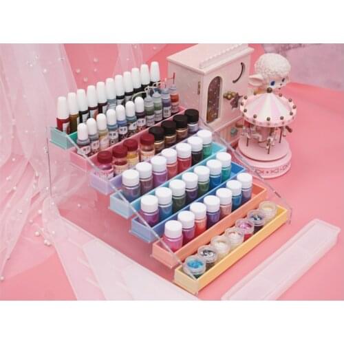 DIY Crystal Epoxy Mirror Mold Storage Rack Lipstick Stand Color Fine Flash Powder Shelf Silicone Mould