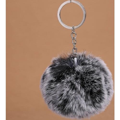 Fluffy Frost Color Rex Fur Ball Pom Pom Keychain Women Faux Rabbit Fur Pompon Key Chain on Bag Car Trinket Wedding Party Gift