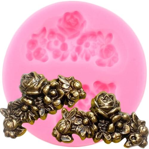 Rose Flower Cake Border Silicone Molds Candy Polymer Clay Mould Fondant Cake Decorating Tools Chocolate Gumpaste Moulds