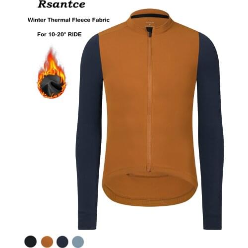 Rsantce 2021 Pro Team Winter Thermal Fleece Cycling Jersey Clothing Bicycle Mtb Bike Downhill Shirt Men Long Sleeve Uniform Tops
