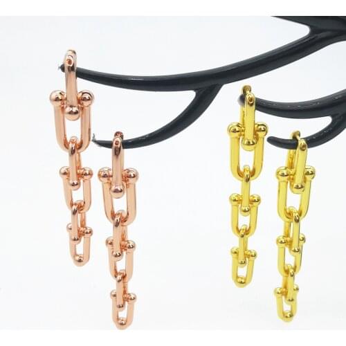 New Womens Sterling Silver 925 Rose Gold Gold Color U-shaped Letter Stud Earrings Womens Sterling Silver Stud Earrings Jewelry