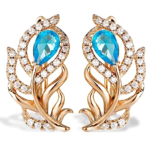 Natural Zircon Earrings Women Wedding Party Exquisite Jewelry Gift Gold Geometric Stud Earrings Cute Crystals Lovers Earrings