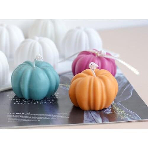 6 Cavity 3D Pumpkin Silicone Candle Mold For DIY Candle Making Polymer Clay Plaster Handicraft Mould Halloween Home Decoration