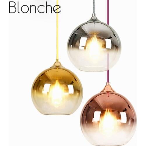 Modern Glass Ball Pendant Lights Led Mirror Hanging Lamp Dining Room Living Room Indoor Lighting Fixtures Suspension Luminaire