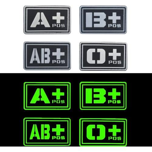 3D Pvc Reflective Blood Type Army Military Tactical Patch Rubber Badge Recognition Adhesive Sticker Armband Pasting Clothes Hat