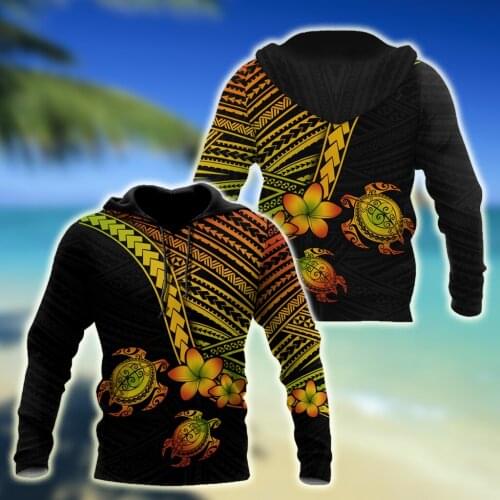 3D Printed Hoodie Polynesian Habiscus Turtle Hawaii For Men/Women Sweatshirt Spring Casual Pullover Zipper Streetwear
