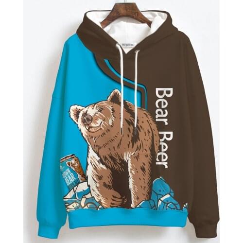 New 2022 Autumn Winter Bear and Beer Print Party Hoodies