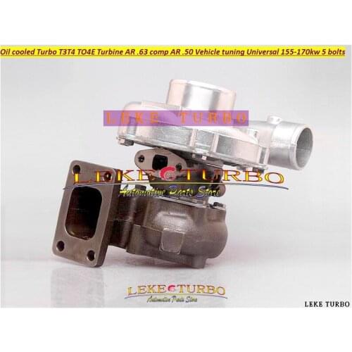 Turbo T3T4 T3 T4 T3/T4 TO4E Turbine A/R .63 comp A/R .50 Oil cooled Turbocharger For Vehicle tuning Universal 155-170kw 5 bolts