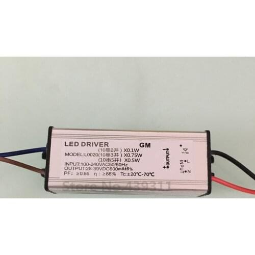 20W/30W/50W IP65 Waterproof Integrated LED Driver Power Supply Constant Current AC100-240V DC28-39v 600mA free shipping