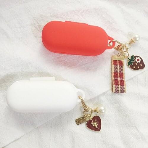 Luxury For huawei freebuds lite / flypods lite /freebuds enjoy Earphone Protective Cover cute Rose Pearl Pendant Keychain Cover