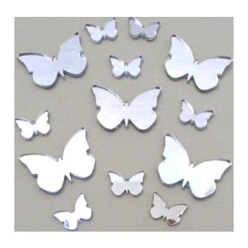 Butterfly mirror sticker , garment scrapbooking DIY accessory, mix size small butterfly mirror sitcker , 50pcs /lot