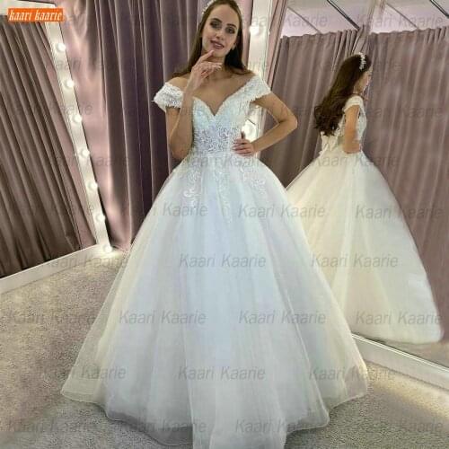 Fashion White Wedding Gowns 2021 Свадебное Платье Lace Appliqus Sexy Ball Gown Bridal Dresses Tulle Custom Made Vestido De Noiva