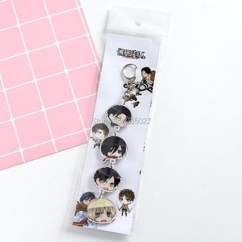 10 pcs/lot Anime Attack on Titan Acrylic Keychains keyrings Eren Jaeger Ackerman Key chain Bag accessories pendant Key Ring