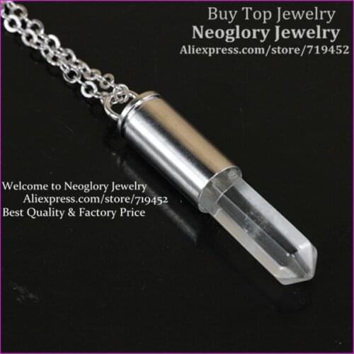 10pcs Natural Crystal Quartz Gems Point Bullet Necklace Silver Plated Casing Pendant Drusy Quartz Druzy Stone Pendant Necklace