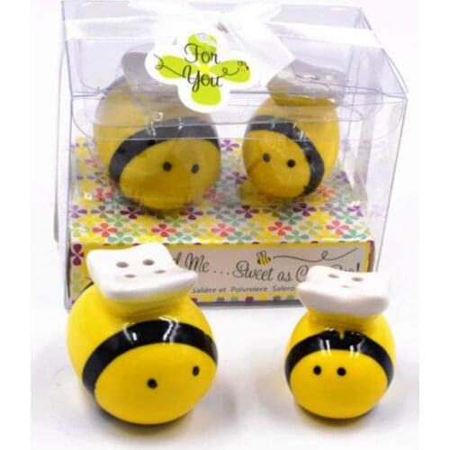 100sets Honeybee ceramic salt & pepper shakers mommy and me bee shaped cruet Wedding Baby shower party favors SN999