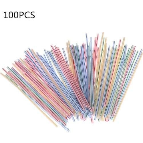 100Pcs Curved Plastic Drinking Straw Cocktail Wedding Birthday Party Summer Drinking Straws Bar Accessories