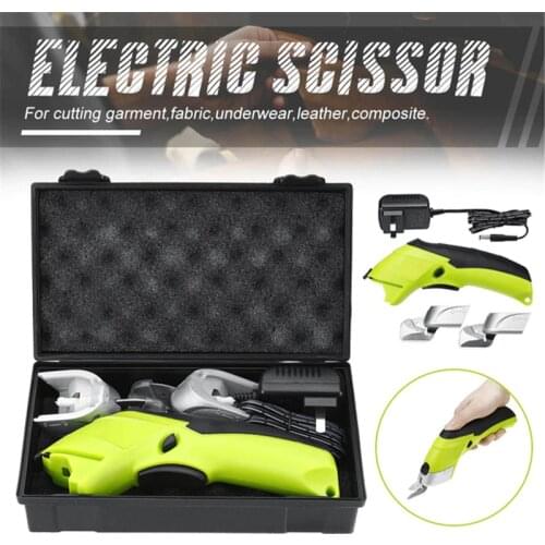 DC4V 20W Electric Scissors Cordless Shears W/ 2 Blades/Box Handheld Sewing Fabric Cutter Tool Crafts Cardboard Scrapbooking