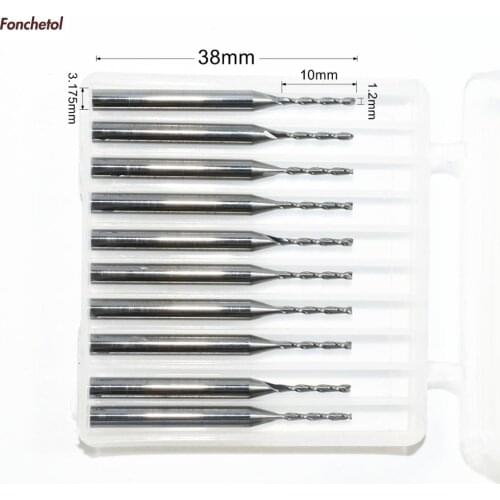 3.175mm*1.2mm*10mm-10pcs CNC solid carbide End Mill,woodworking router bit,2 Flutes wood end milling cutter,MDF,wood,plywood