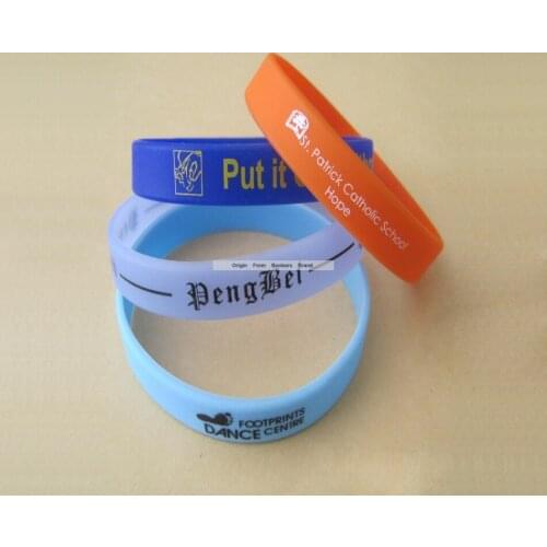 500pcs School Children Promotion Logo Print Custom Own Brand Business Gift Wristbands Fast Ship
