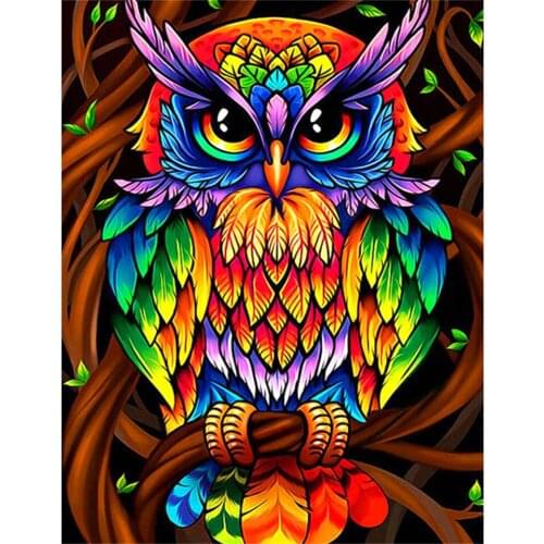 5D DIY Diamond Painting Animal Rhinestone Owl Watercolor Picture Full Diamond Embroidery Mosaic Cross Stitch Kit Home Decoration
