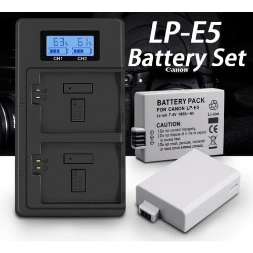 1800mAh 7.4V LP-E5 LPE5 LP E5 lp-e5 Li-ion Camera Battery + LPE5 charger For Canon kiss X3 kiss F Rebel Xsi Eos 450D 500D 1000D
