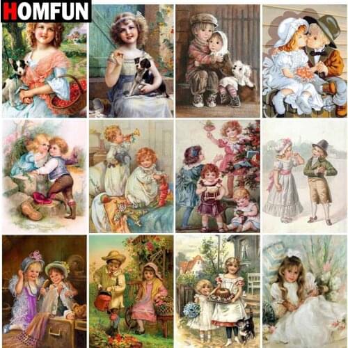 HOMFUN Full Square/Round Drill 5D DIY Diamond Painting "Child portrait theme" Embroidery Cross Stitch 5D Home Decor Gift