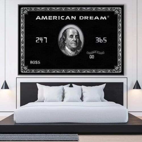 AMERICAN DREAM CARD Posters and Prints Black Nordic Canvas Painting on The Wall Art Picture for Living Room Cuadros Home Decor
