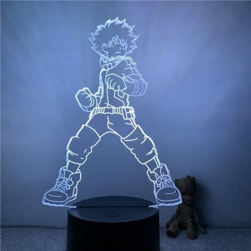 Anime 3D Nightlight Midoriya Izuku Fighting My Hero Academia Action Figure 7 Colors Touch Optical Illusion Lamp Decor Model