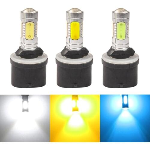 NHAUTP 2Pcs H27 880 LED Car Fog Lights High Power H27W COB 7.5W Bulbs For Auto Front Fog Lamp DRL White Yellow 12V