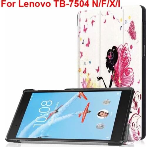 For Lenovo Tab 4 7 TB-7504F Case Fashion Protector Tab7 7.0" 7504N 7504X Cover Casing With Cute Butterfly Girl Tower Painting