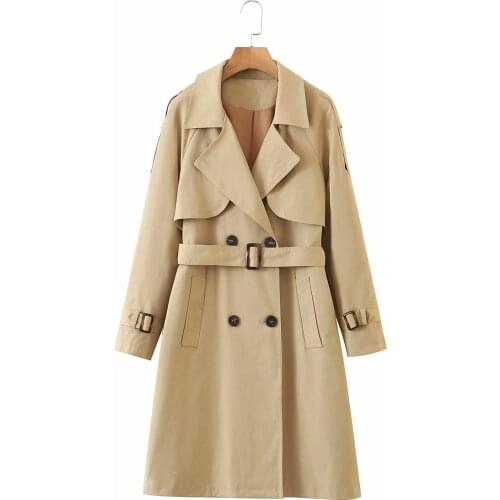ZXQJ Women Khaki Long Trench Coat 2021 Automn Fashion Ladies Elegant Korean Style Outwear Female Double Breasted Saches Overcoat