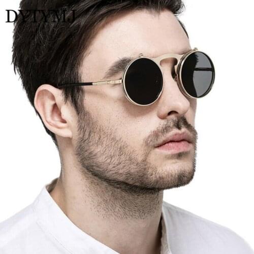 DYTYMJ Punk Sunglasses Men Flip Cover Vintage Metal Glasses Women Brand Designer Eyeglasses Men Mirror Lunette De Soleil Femme
