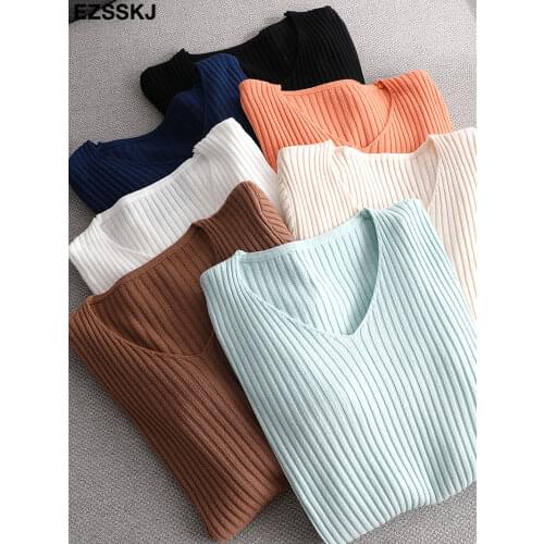 Ezsskj Women's V-Neck Pullovers