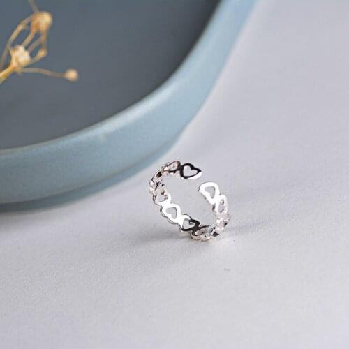 Hot Sale Pure 925 Sterling Silver Heart Finger Rings For Women Adjustable New Fashion Valentine Gifts Fine Jewelry