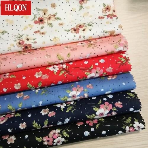 HLQON cotton printed small flower fabric used for Textile patchwork sewing women dress clothing skirt shoe by 100x150cm