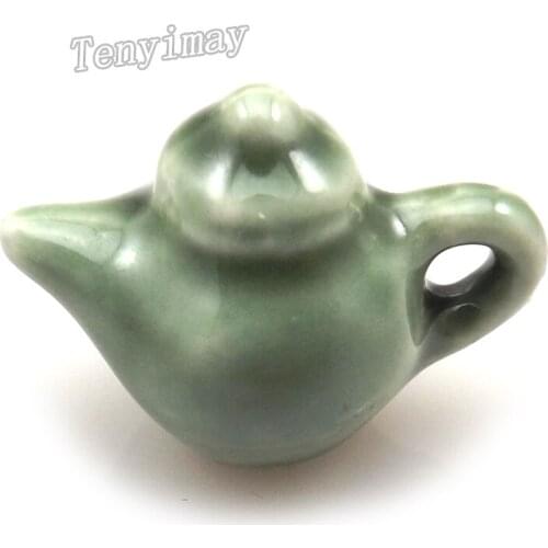 Chinese Style Cyan Miniature Teapot Ceramic Pendant For DIY 50pcs/lot