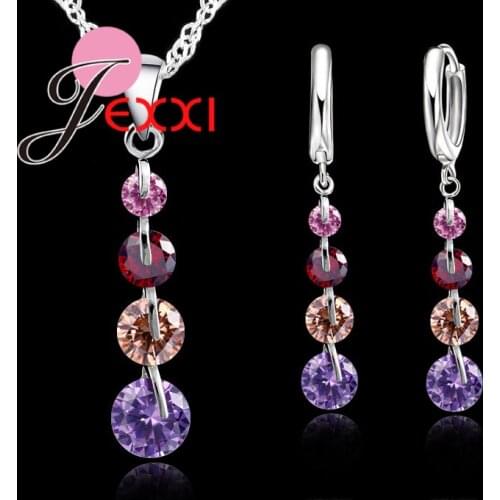 Best Selling Sweet Long Tassel AAA Zircon Jewelry Sets for Women Female Gift Latest Pendant Necklace Dangle Earrings Party