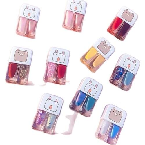 2 In 1 Candy Color Nail Polish Manicure Water-based Light Color Scrub No Uv Led lamp No Peeling Quick Dry Waterproof