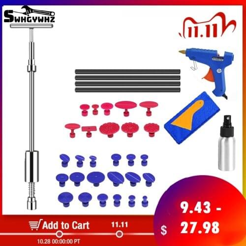 Car Paintless Dent Removal Tool Kit Dent Repair Puller Kit Slide Reverse Hammer Glue Tabs Suction Cups For Hail Damage paintless