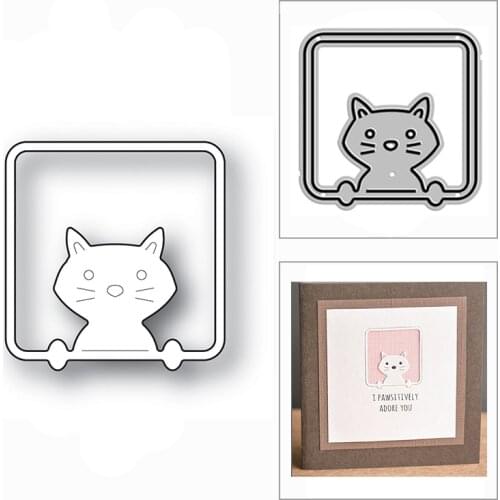 New Christmas Cat Square Animal Friends 2020 Metal Cutting Dies for DIY Scrapbooking Decor Embossing and Card Making No Stamps