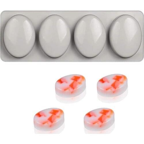New 4 Cavity Ellipse Soap Silicone Mold for Making Soaps 3D Diy Handmade Mould Decoration Wax Candle Cake Tray Tools
