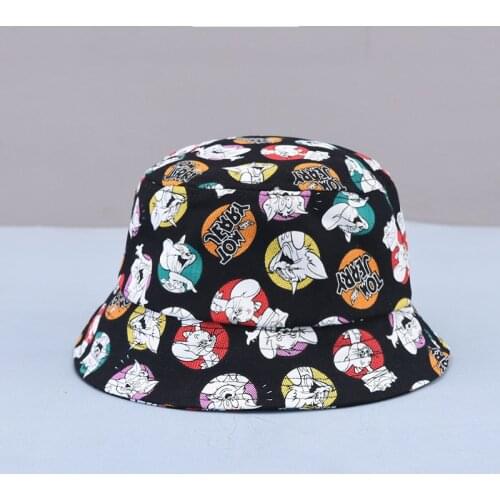 New Cat And Mouse Tom Jerry Children Cap Cartoon Fashion Bucket Hat Panama Cute Girls Boys Hip Hop Fashion Cute Sunhat Cap