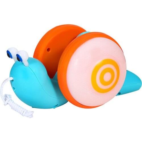 PUWEI Pull String Cartoon Snail Car Toy Baby Learn To Crawl Pull Toy with Light and Music Early Education Toys for Children Gift