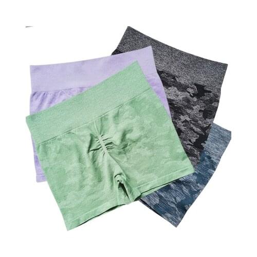 Camo Energy Seamless Shorts Women High Waist Fitness Workout Yoga Shorts Push Up Hip Super Stretchy Sports Running Gym Shorts