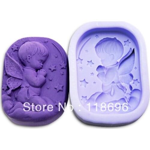 Free shipping Angel boy silicon soap mold (No odor, no oil stains) Cake decoration Cake mold manual soap fondant mold NO.SO-001